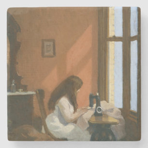 Girl at a Sewing Machine (by Edward Hopper) Stone Coaster