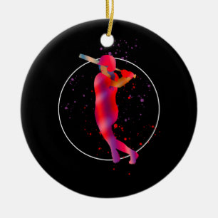 Girl at Bat Ceramic Ornament