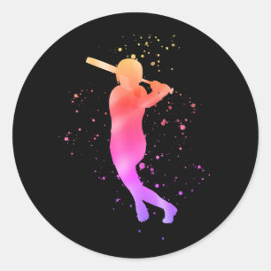 Girl at Bat Classic Round Sticker