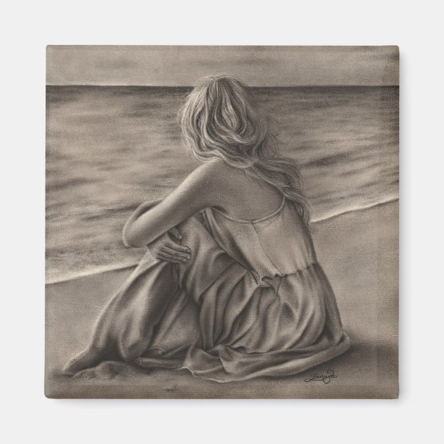 Girl at beach Magnet (Front)