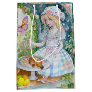 Girl at garden with friends medium gift bag