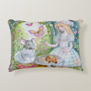 Girl at garden with friends pillow