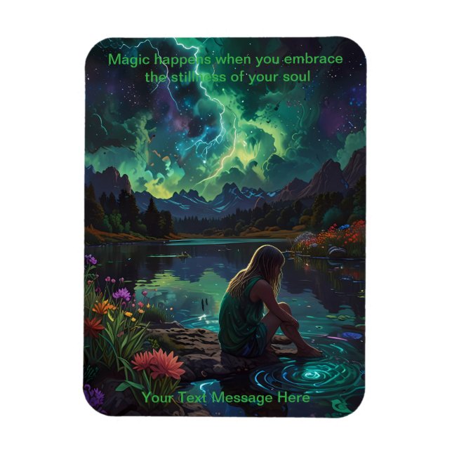 Girl at river quiet time magnet (Vertical)