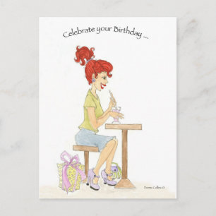 Girl at Soda Fountain Postcard