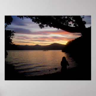 Girl at Sunset Poster