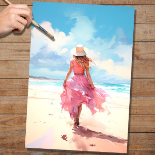 Girl at the Beach 5 Decoupage Paper