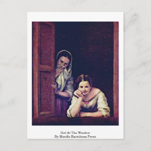 Girl At The Window By Murillo Bartolome Perez Postcard