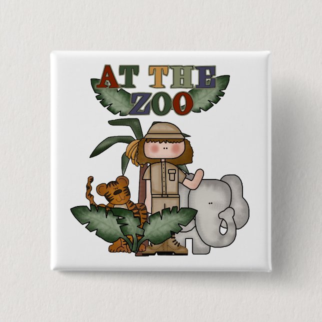 Girl At the Zoo 15 Cm Square Badge (Front)