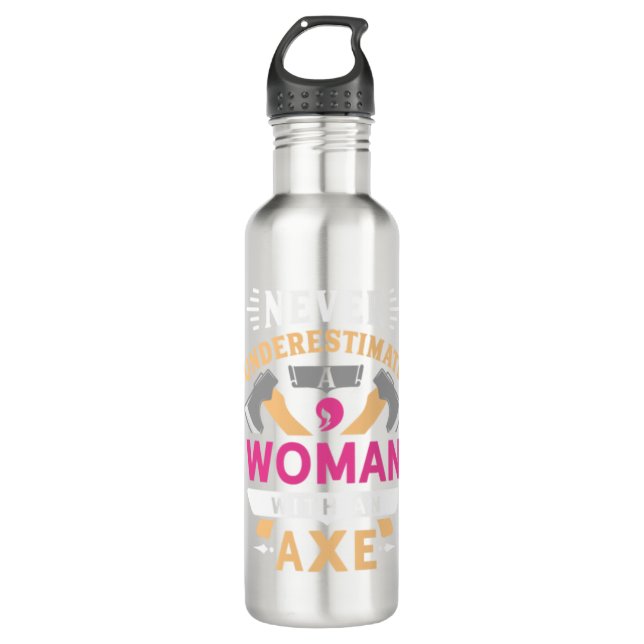 Girl Axe Throwing Axe Throwing 710 Ml Water Bottle (Front)