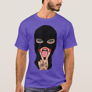 Girl Baby Baklava Mask Women Hip hop Gangster Rap T-Shirt
