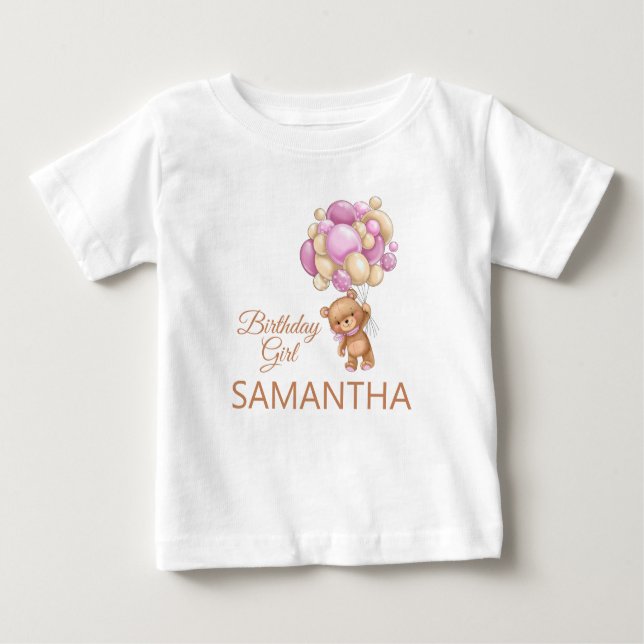 GIRL Baby Bear Birthday T-Shirt (Front)
