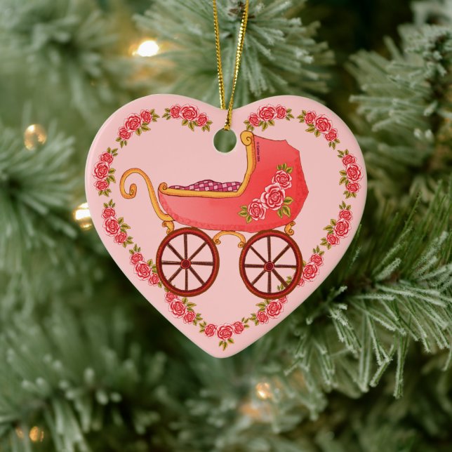 Girl Baby Buggy Heart ornament  (Tree)