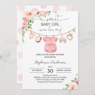 Girl Baby Clothes Baby shower Invitation A sweet