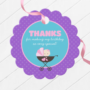 Girl Baby Doll Birthday Party Thank You Favour Tag