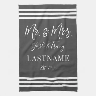 Girl Baby Elephant with Bow Custom Name Tea Towel