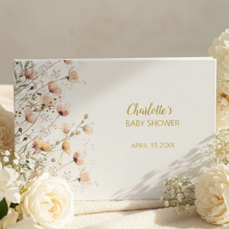 girl baby floral wildflowers foil guest book