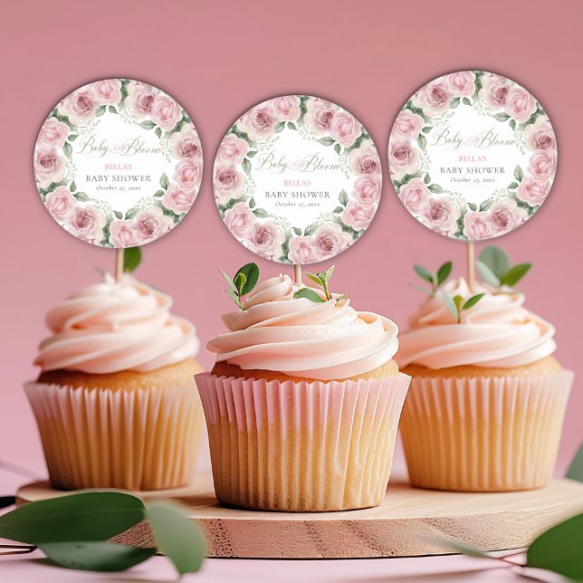 Girl Baby in Bloom Baby Shower Classic Round Sticker (Creator Uploaded)