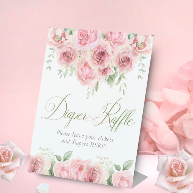 Girl Baby in Bloom Baby Shower Diaper Raffle  Pedestal Sign (Creator Uploaded)