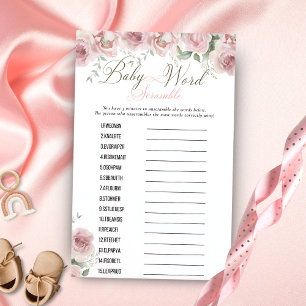Girl Baby in Bloom Baby Shower Word Scramble Game