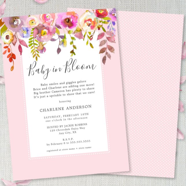 Girl Baby in Bloom Baby Sprinkle Invitation (Creator Uploaded)
