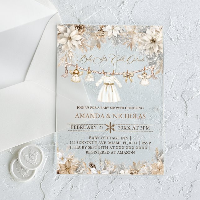 Girl Baby It's Cold Outside Baby Shower Acrylic Invitations (Creator Uploaded)