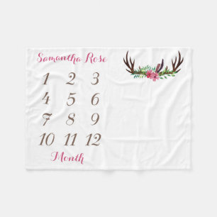 Girl Baby Milestone Blanket Size 40"x30"