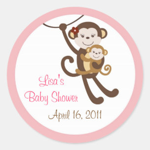 Girl Baby Monkey Jungle Envelope Seals Stickers