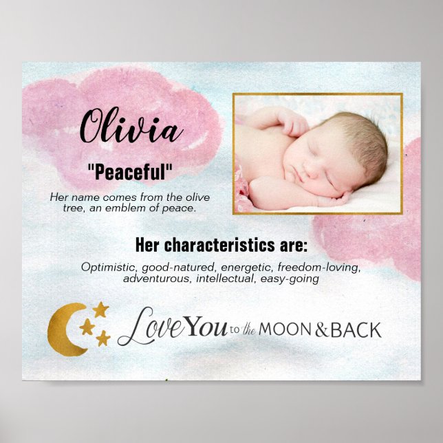 Girl Baby Name Meaning Photo Modern Love To Moon Poster (Front)