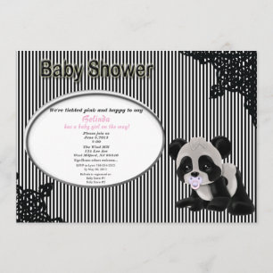 Girl Baby Panda Baby Shower Invitation