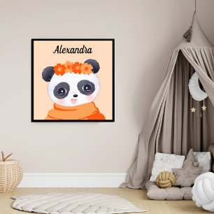 Girl Baby Panda Orange Photo Print