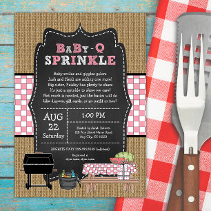 Girl Baby Q Sprinkle, BBQ baby shower Invitation