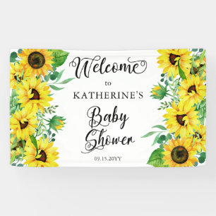 Girl Baby Shower Boho Sunflowers   Eucalyptus Banner
