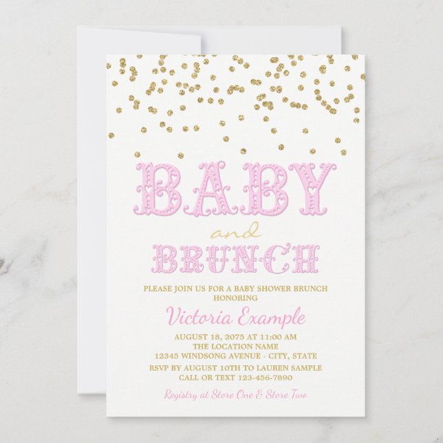Girl Baby Shower Brunch Baby Shower Invitations (Front)