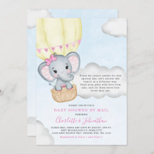 Girl Baby Shower By Mail Pink Elephant Invitation