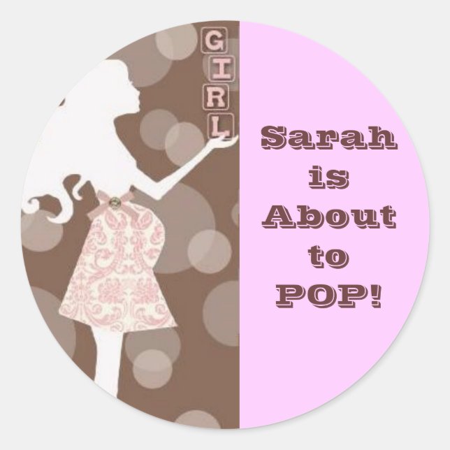 Girl Baby Shower Classic Round Sticker (Front)