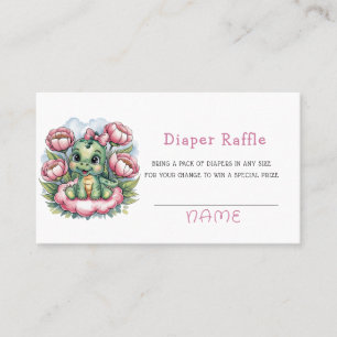 Girl Baby Shower Dino Delight Diaper Raffle Business Card