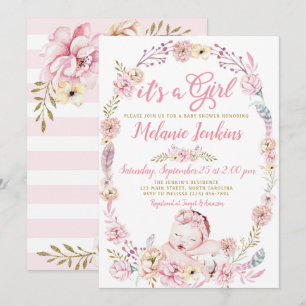 Girl Baby Shower Floral Invitation