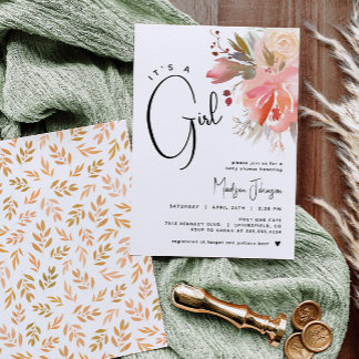 Girl Baby Shower Floral Invitation