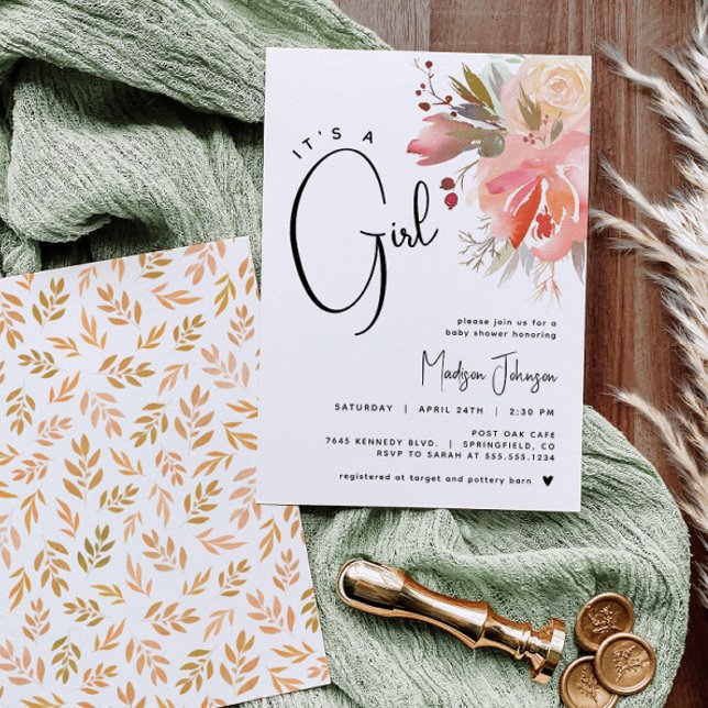 Girl Baby Shower Floral Invitation (Creator Uploaded)