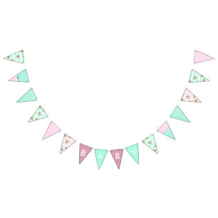 Girl Baby Shower Floral Pink and Teal Banner