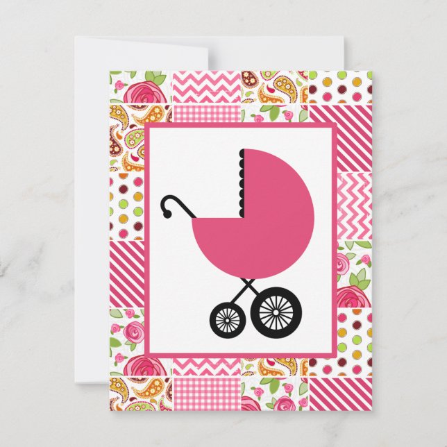 Girl Baby Shower - Girly Patchwork Invitation (Front)