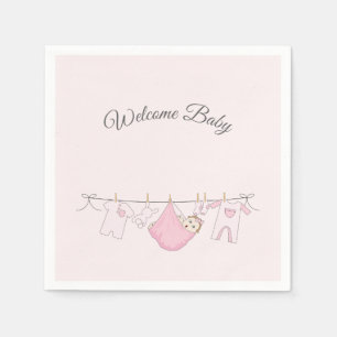 Girl Baby Shower in Pink and Grey Napkin