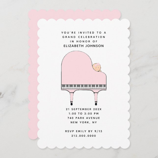 Girl Baby Shower Invitation (Front/Back)