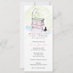 Girl Baby Shower Invitation - Baby Crib