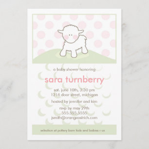 Girl Baby Shower Invitation - Little Lamb