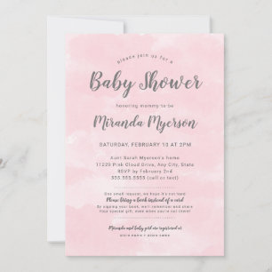 Girl Baby Shower Invitation with book request poem