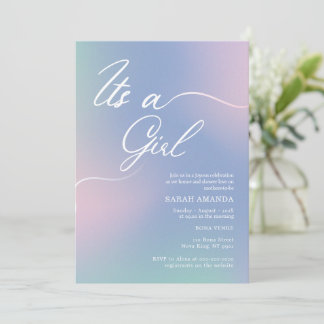 Girl Baby Shower Invitation with Elegant Gradient