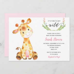 Girl Baby Shower Invitations (Giraffe Pink)