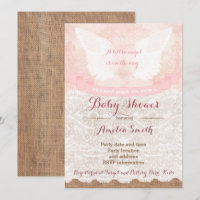 girl baby shower invites, pink angel baby shower