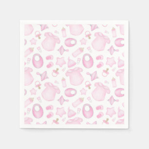 Girl Baby Shower Paper Napkins, Pink Baby Party Napkin